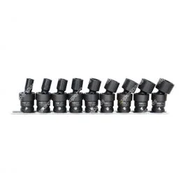 SP Tools 9 Pieces of 1/2 inch Drive Impact Socket Rail Set - 6 Point SAE Swivel