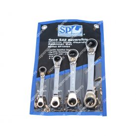 SP Tools 4 Pc of Double Ring Gear Drive Spanner Set 15 Degree Offset SAE Wrench