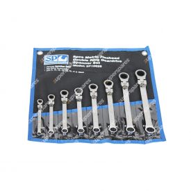 SP Tools 6 Pieces of Double Ring Gear Drive Spanner Sets - Flex Head SAE Wrench