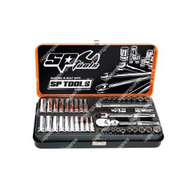 SP Tools 43 Pieces 1/4 inch Drive Socket Set - 6 Point & 12 Point Metric SAE