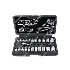SP Tools 23 Pieces of 1/4 inch Drive Socket Set - Low Profile Stubby Metric/SAE