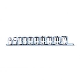 SP Tools 10 Pieces of 3/8 inch Drive Stubby Socket Rail Set - 6 Point Metric
