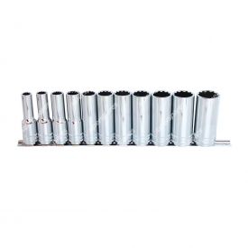 SP Tools 12 Pieces of 1/2 inch Drive Deep Socket Rail Set - 12 Point Metric