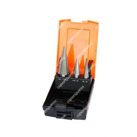 SP Tools 3 Pieces of Step Drill Bit Set - High Speed Steel SAE Two Flute Design