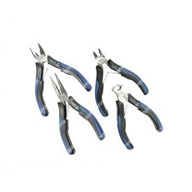 SP Tools 4 Pcs Plier Cutter Set - Mini Combination Long Nose Pliers End Cutters