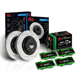 DBA Rear T2 Slotted Disc Rotors & Performance Brake Pads DBA2656S-10 & DB15007SP