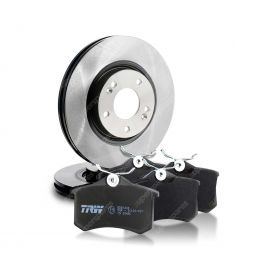 Front TRW Disc Brake Rotors + Disc Brake Pads Set DF1422S & GDB983