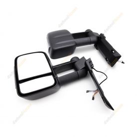 Pair Door Mirror Black Electric Signal Light On Cover for Mitsubishi Triton 15-On