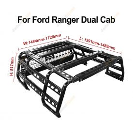 HD Ute Tub Ladder Rack Multifunction Steel Carrier Cage for Ford Ranger