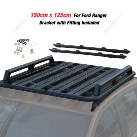 150x125 Al-Alloy Roof Rack Flat Platform With Rails for Ford Ranger T9 Dual Cab