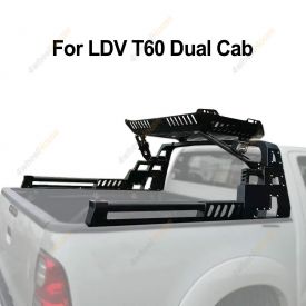 Sports Bar Roll Bar with Tray & Top Basket 4 LEDS for LDV T60 Dual Cab
