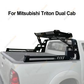 Sports Bar Roll Bar Tray & Top Basket 4 LEDS for Mitsubishi Triton Dual Cab