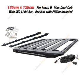 135x125cm Roof Rack Flat Platform with LED Light Bar for Isuzu D-Max Dual Cab
