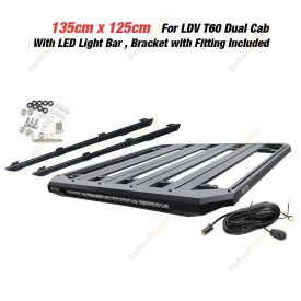 135x125cm Roof Rack Flat Platform with LED Light Bar for LDV T60 Dual Cab