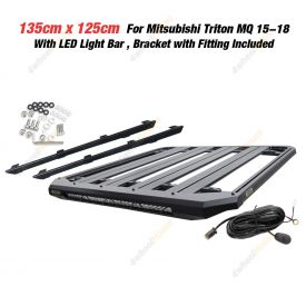 135x125 Roof Rack Flat Platform with LED Light Bar for Mitsubishi Triton MQ