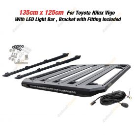 135x125cm Roof Rack Flat Platform with LED Light Bar for Toyota Hilux Vigo N70