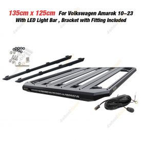 135x125cm Roof Rack Flat Platform with LED Light Bar for Volkswagen Amarok