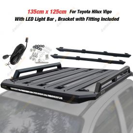 135x125 Roof Rack Flat Platform with Light Bar & Rails for Toyota Hilux Vigo
