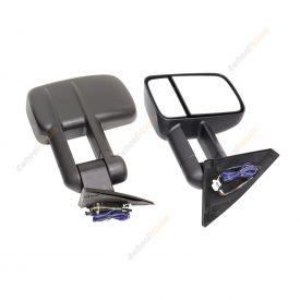 Pair Door Mirror Black Electric Signal Light On Cover for Mitsubishi Triton 05-15